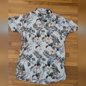 Cubavera light blue floral shirt